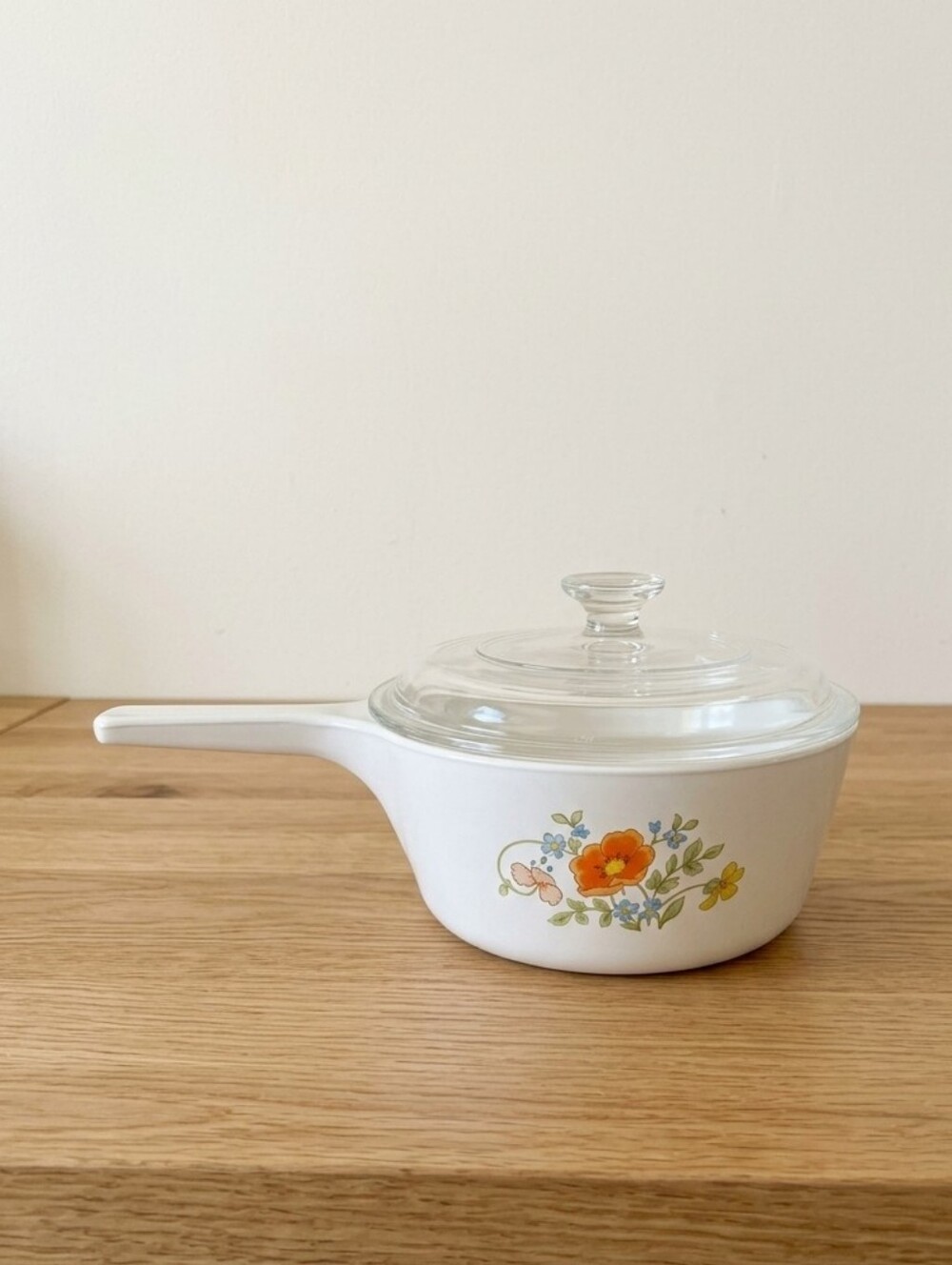 VTG CorningWare Wildflower Menuette Saucepan P-81-B 1 Pt with Pyrex Lid • Rare
